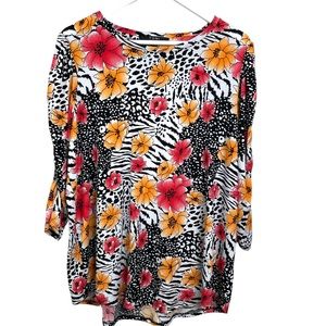 Toni Morgan Soft Ruched 3/4 Sleeve Blouse Top Size Large